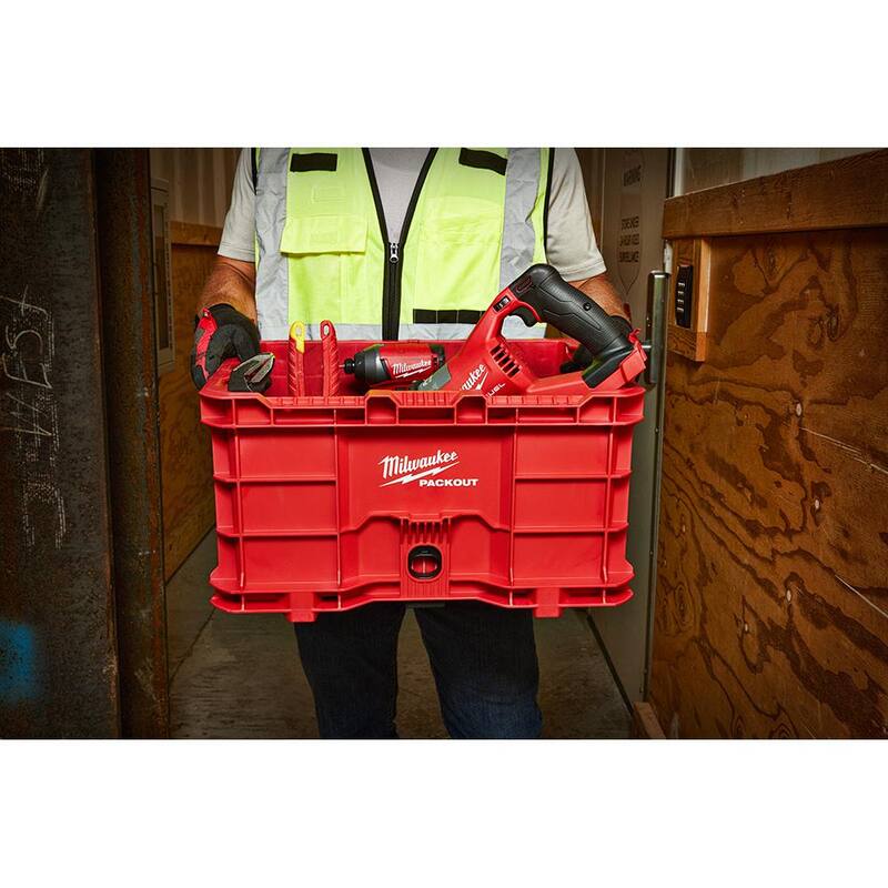 Milwaukee PACKOUT 18.6 in. Tool Storage Crate Bin with Carrying Handles and 50 lbs. Weight Capacity - 48-22-8440
