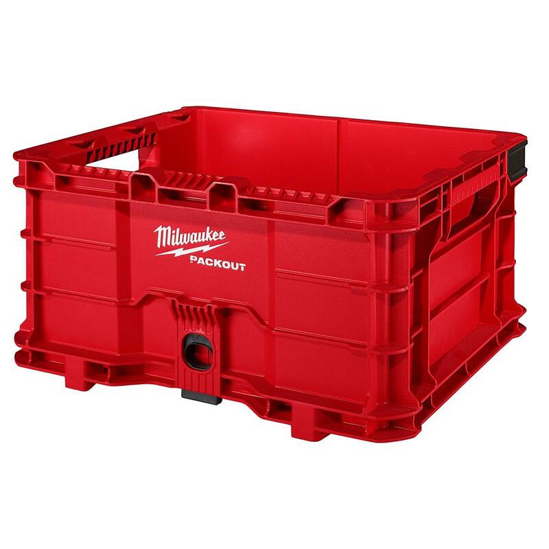 Milwaukee PACKOUT 18.6 in. Tool Storage Crate Bin with Carrying Handles and 50 lbs. Weight Capacity - 48-22-8440