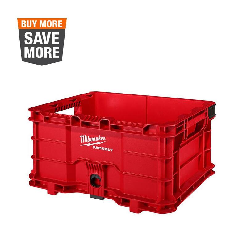 Milwaukee PACKOUT 18.6 in. Tool Storage Crate Bin with Carrying Handles and 50 lbs. Weight Capacity - 48-22-8440