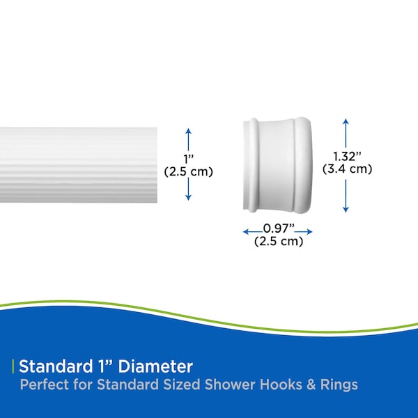 Kenney Mfg Twist & Fit No Tools Spring Tension Shower Curtain Rod, 42-72in, White - KN609L/1V1