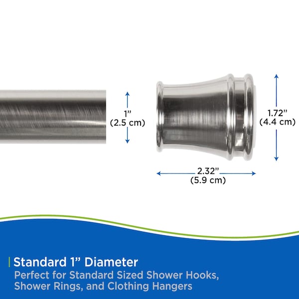 Kenney Mfg Twist & Fit 1in Tension Utility Rod, 48-84in, Brushed Nickel - KNUTLYLC/18R