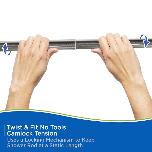 Kenney Mfg Twist & Fit 1in Tension Utility Rod, 48-84in, Brushed Nickel - KNUTLYLC/18R
