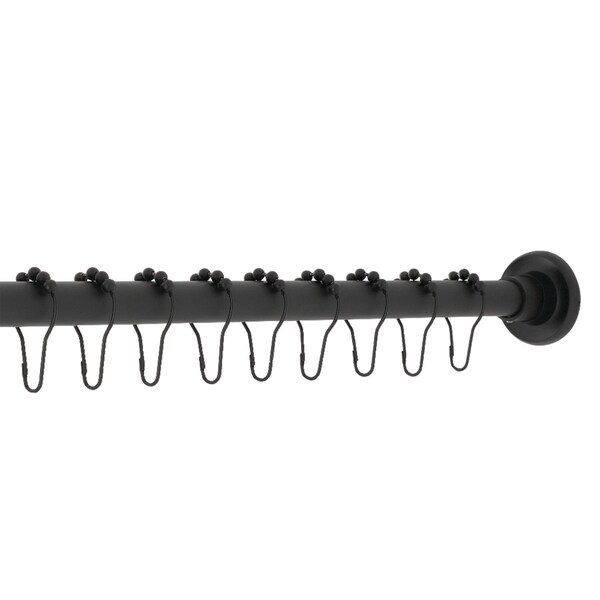 Kingston Brass KSR600 72-Inch Adjustable Stainless Steel Shower Curtain Rod with Rings, Matte Black - KSR600
