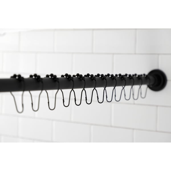 Kingston Brass KSR600 72-Inch Adjustable Stainless Steel Shower Curtain Rod with Rings, Matte Black - KSR600
