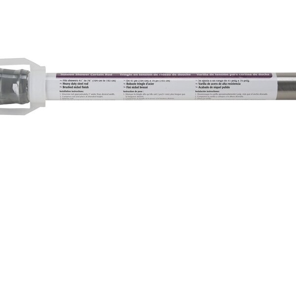 Simple Spaces Shower Curtain Rod, 7-1/2 lb, 41 to 76 in L Adjustable, 1 in Dia Rod, Steel, Brushed Nickel - SD-SR41-BN
