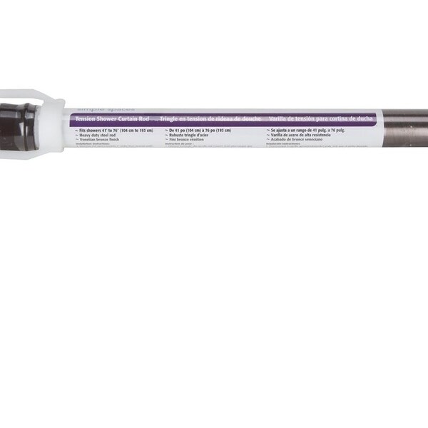 Simple Spaces Shower Curtain Rod, 7-1/2 lb, 41 to 76 in L Adjustable, 1 in Dia Rod, Steel, Venetian Bronze - SD-SR41-VB