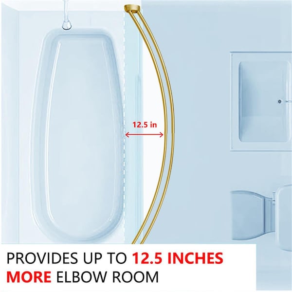 Utopia Alley Double Curved Aluminum Shower Rod, Gold - DCR2GD
