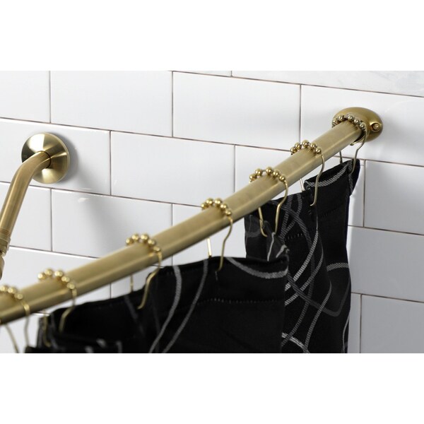Kingston Brass 4760 Stainless Steel Adjustable Curved Shower Curtain Rod, Brushed Brass - CC3177