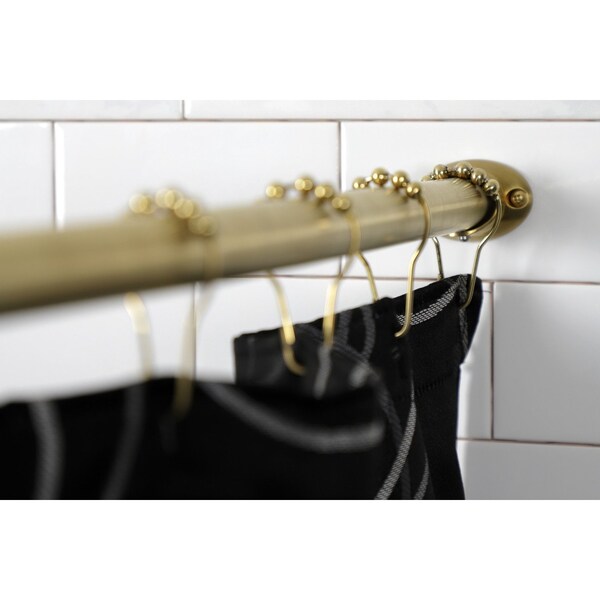 Kingston Brass 4760 Stainless Steel Adjustable Curved Shower Curtain Rod, Brushed Brass - CC3177