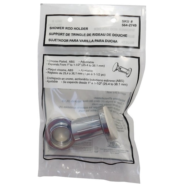 Prosource Exclusively Orgill Shower Rod Flange, Adjustable, ABSRubber, Silver, For 1 in OD Shower Rod - PMB-004