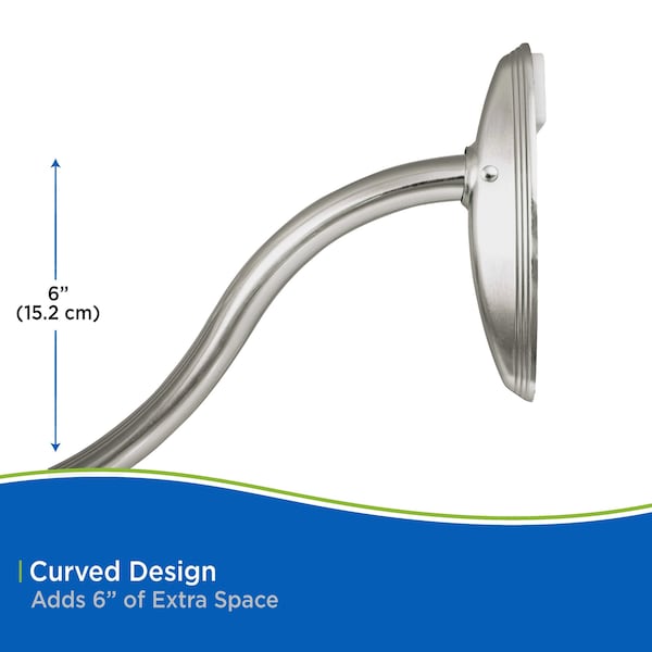 Kenney Mfg Twist & Fit No Tools Curved Tension Shower Curtain Rod, 57-72in, Brushed Nickel - KN60961
