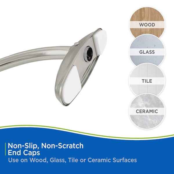 Kenney Mfg Twist & Fit No Tools Curved Tension Shower Curtain Rod, 57-72in, Brushed Nickel - KN60961