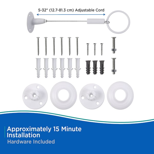 Kenney Mfg Corner Permanent Mount Shower Curtain Rod, 36in x 36in, White - KN61423