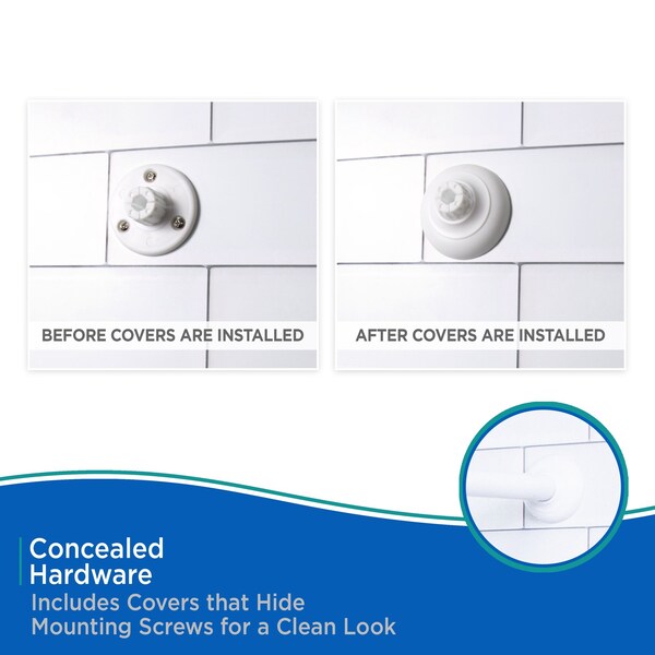 Kenney Mfg Corner Permanent Mount Shower Curtain Rod, 36in x 36in, White - KN61423