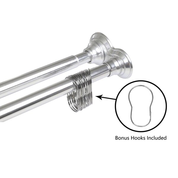 Utopia Alley 42 - 72 in. Rustproof Aluminum Double Tension Straight Shower Curtain Rod - Chrome - UT585494