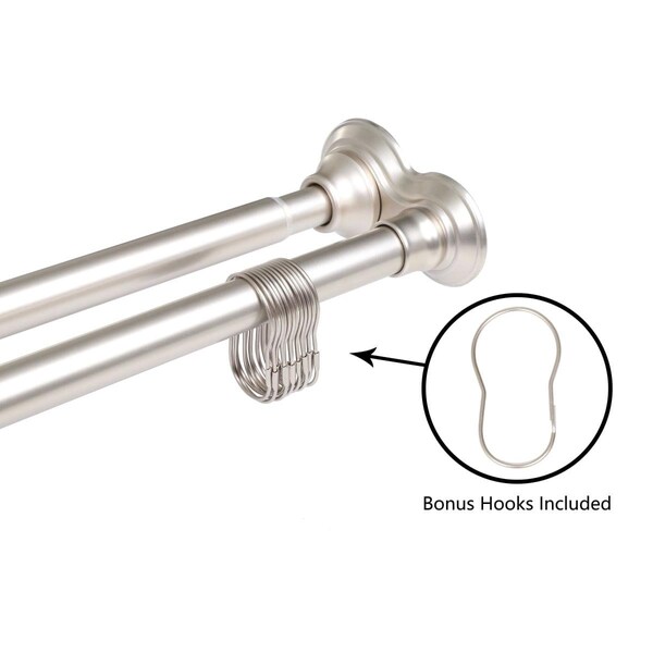 Utopia Alley 42 - 72 in. Rustproof Aluminum Double Tension Straight Shower Curtain Rod - Brushed Nickel - DS1BN