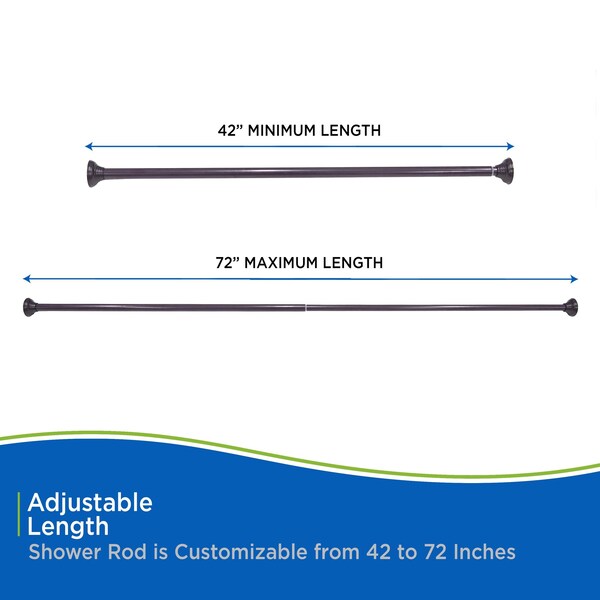 Kenney Mfg Twist & Fit No Tools Decorative Tension Shower Curtain Rod, 42-72in, Bronze - KN912C/35HUS