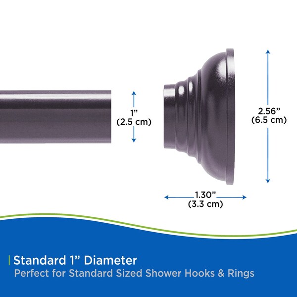 Kenney Mfg Twist & Fit No Tools Decorative Tension Shower Curtain Rod, 42-72in, Bronze - KN912C/35HUS