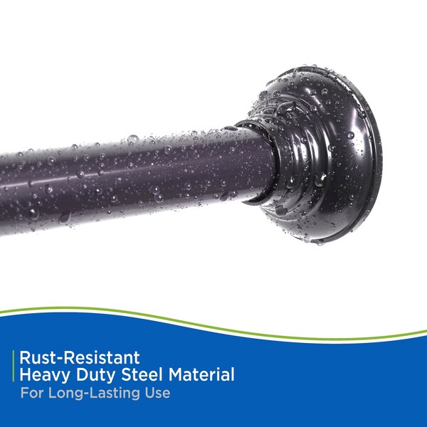 Kenney Mfg Twist & Fit No Tools Decorative Tension Shower Curtain Rod, 42-72in, Bronze - KN912C/35HUS