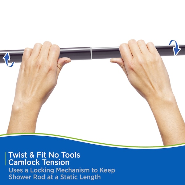 Kenney Mfg Twist & Fit No Tools Decorative Tension Shower Curtain Rod, 42-72in, Bronze - KN912C/35HUS