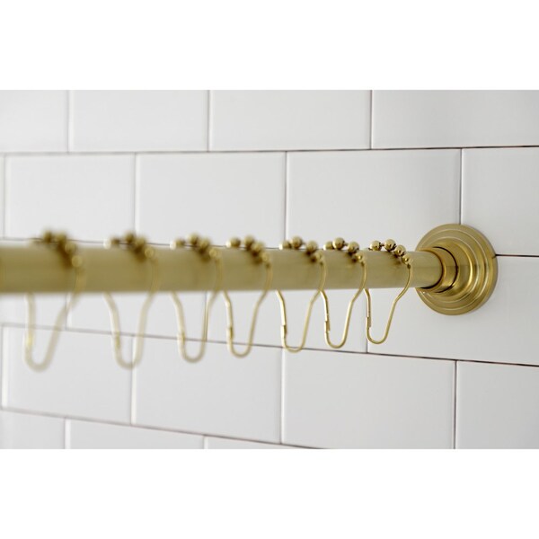 Kingston Brass SRK607 72-Inch Adjustable Shower Curtain Rod with Rings, Brushed Brass - SRK607