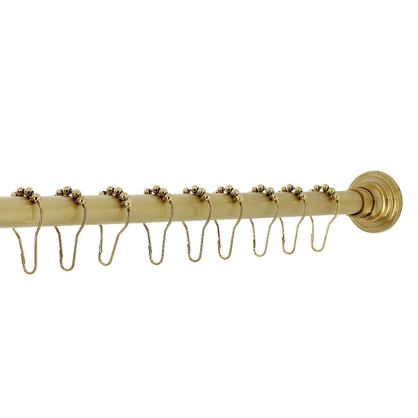 Kingston Brass SRK607 72-Inch Adjustable Shower Curtain Rod with Rings, Brushed Brass - SRK607