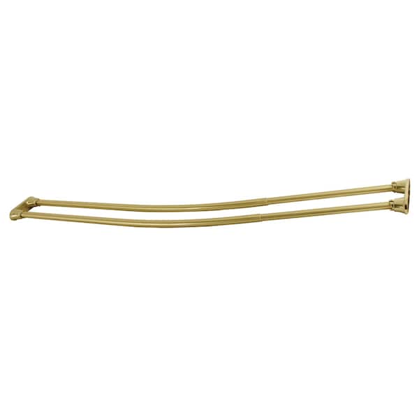 Kingston Brass 6072 Stainless Steel Adjustable Double Curved Shower Curtain Rod, Brushed Brass - CCD2177