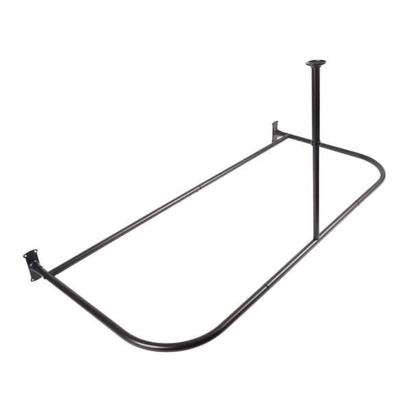 Utopia Alley Rustproof Aluminum D-shape Shower Rod with Ceiling Support, Oil Rubbled Bronze - 60 in. - DR1RB