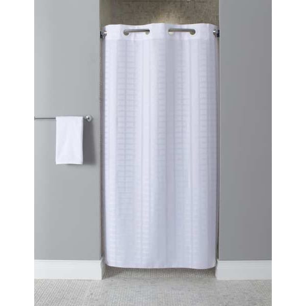 Hookless Shower Curtain, Plastic, White, 42 in W, 74 in L - HBH43LIT01SXAM