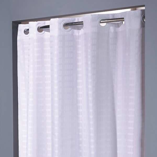 Hookless Shower Curtain, Plastic, White, 42 in W, 74 in L - HBH43LIT01SXAM