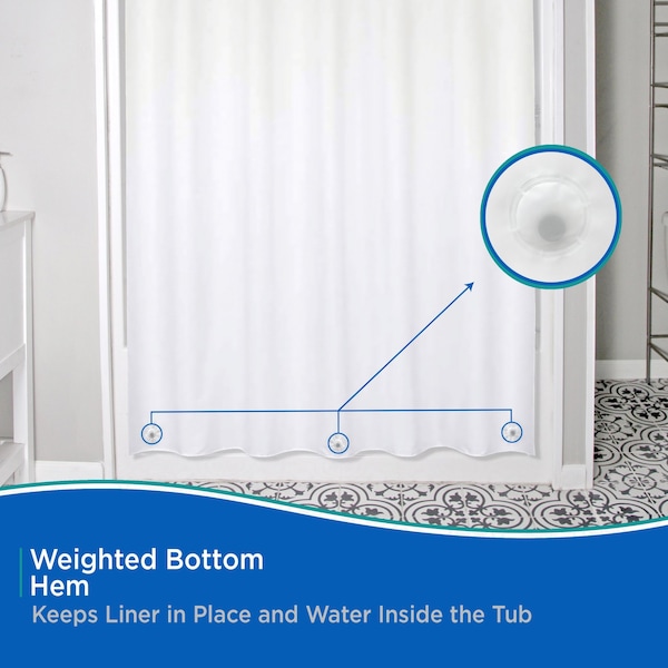 Kenney Mfg Heavyweight PEVA Shower Curtain Liner, White - KN61450
