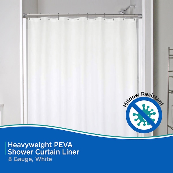 Kenney Mfg Heavyweight PEVA Shower Curtain Liner, White - KN61450