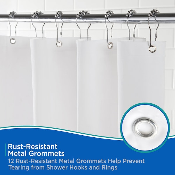 Kenney Mfg Heavyweight PEVA Shower Curtain Liner, White - KN61450