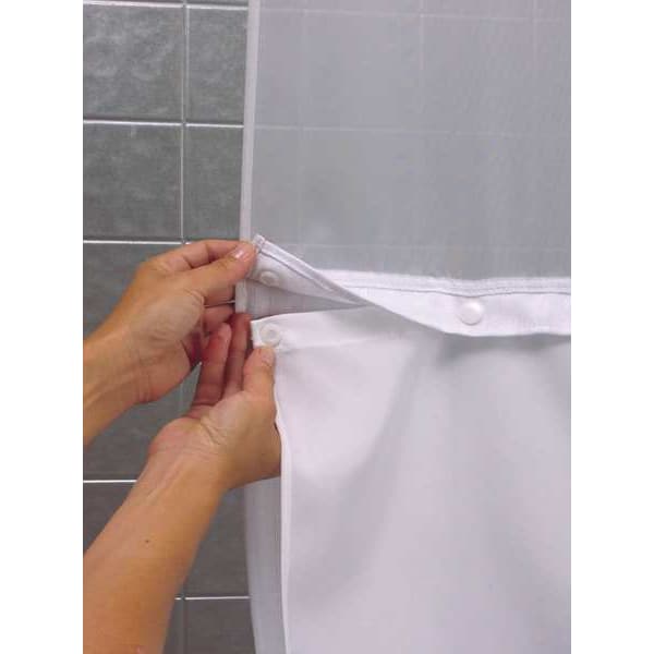 Hookless Shower Curtain Liner, Polyester, White, 70 in W, 57 in L - HBH40SL0157