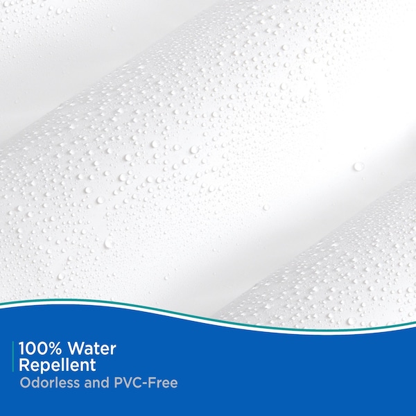 Kenney Mfg Fabric Shower Curtain Liner, 70" W x 72" H, White - KN61253