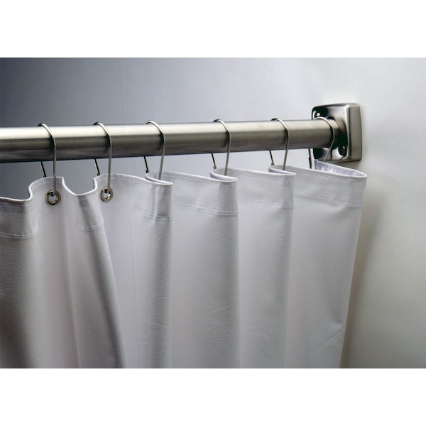Bobrick Shower Curtain, Vinyl, White, 70" W, 72" L - 204-3
