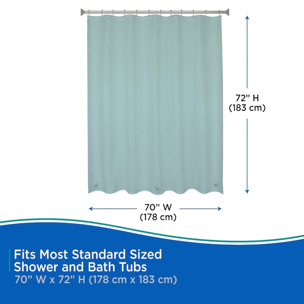 Kenney Mfg Medium Weight PEVA Shower Curtain Liner, 70in W x 72in H, Dusty Blue - KN61437