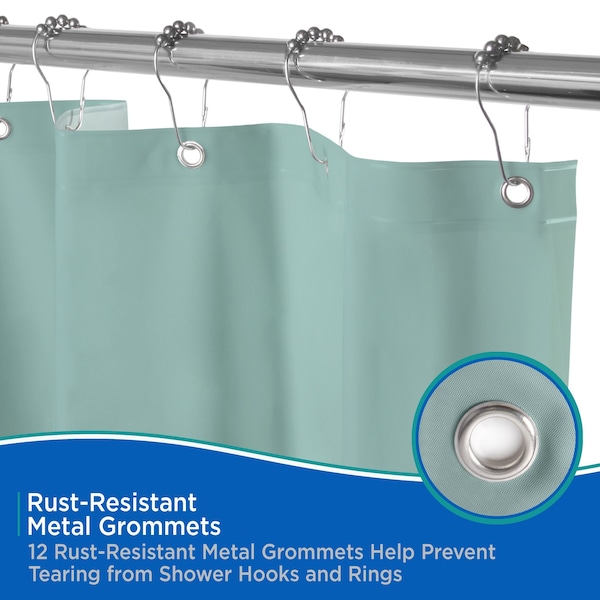 Kenney Mfg Medium Weight PEVA Shower Curtain Liner, 70in W x 72in H, Dusty Blue - KN61437