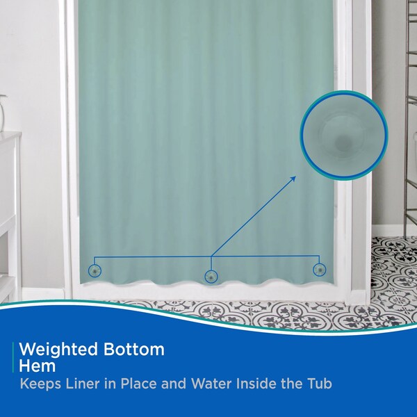 Kenney Mfg Medium Weight PEVA Shower Curtain Liner, 70in W x 72in H, Dusty Blue - KN61437