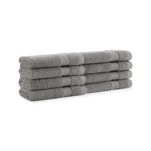 Monarch Brands Aegean Recycled Washcloths 13in x 13in - Solid, Dark Gray, 8PK - P-WC-RO-1313--DG