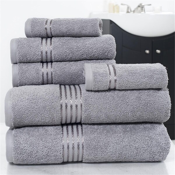 Daphnes Dinnette Cotton 100% Hotel Towel Set - Silver - 6 Piece - DA3236280