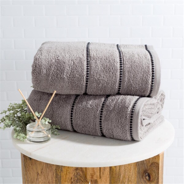 Daphnes Dinnette 2 Piece Luxury Cotton Towel Set Silver & Black - DA3862137