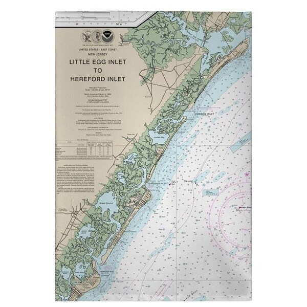 Betsy Drake Betsy Drake GT12318AV 20 x 20 in. Little Egg Inlet to Hereford Inlet - Avalon; NJ Nautical Map Guest Towel - GT12318AV