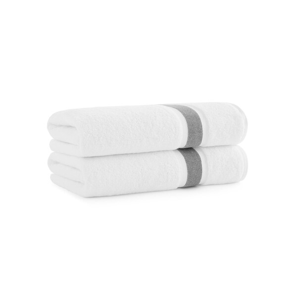 Monarch Brands Aegean Recycled Bath Towels 30in x 60in - Stripe, Dark Gray, 2PK - P-BT-RT-3060-DG