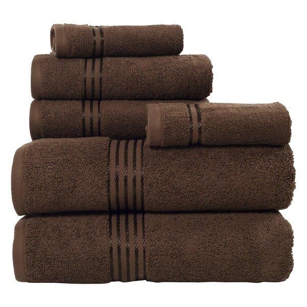 Bedford Home 100 Percent Cotton Hotel 6 Piece Towel Set - Chocolate - 67A-01813