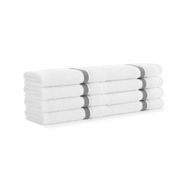 Monarch Brands Aegean Recycled Washcloths 13in x 13in - Stripe, Dark Gray, 8PK - P-WC-RT-1313-DG