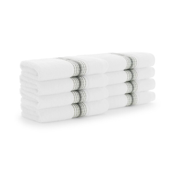Monarch Brands Turkish Washcloths, 13in x 13in, Striped , Sage Green, 8PK - PNP-WC-STT-1313-1-75-SGE