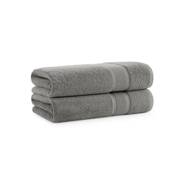 Monarch Brands Aegean Recycled Bath Towels 30in x 60in - Solid, Dark Gray, 2PK - P-BT-RO-3060-DG
