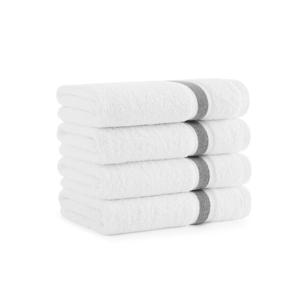 Monarch Brands Aegean Recycled Hand Towels 18in x 30in - Stripe, Dark Gray, 4PK - P-HT-RT-1830-DG