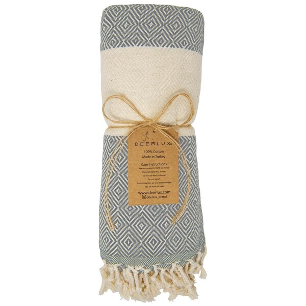 Kd Muebles De Comedor 70 x 40 in. 100 Percent Cotton Diamond Peshtemal Turkish Bath Towel Gray - KD3721615